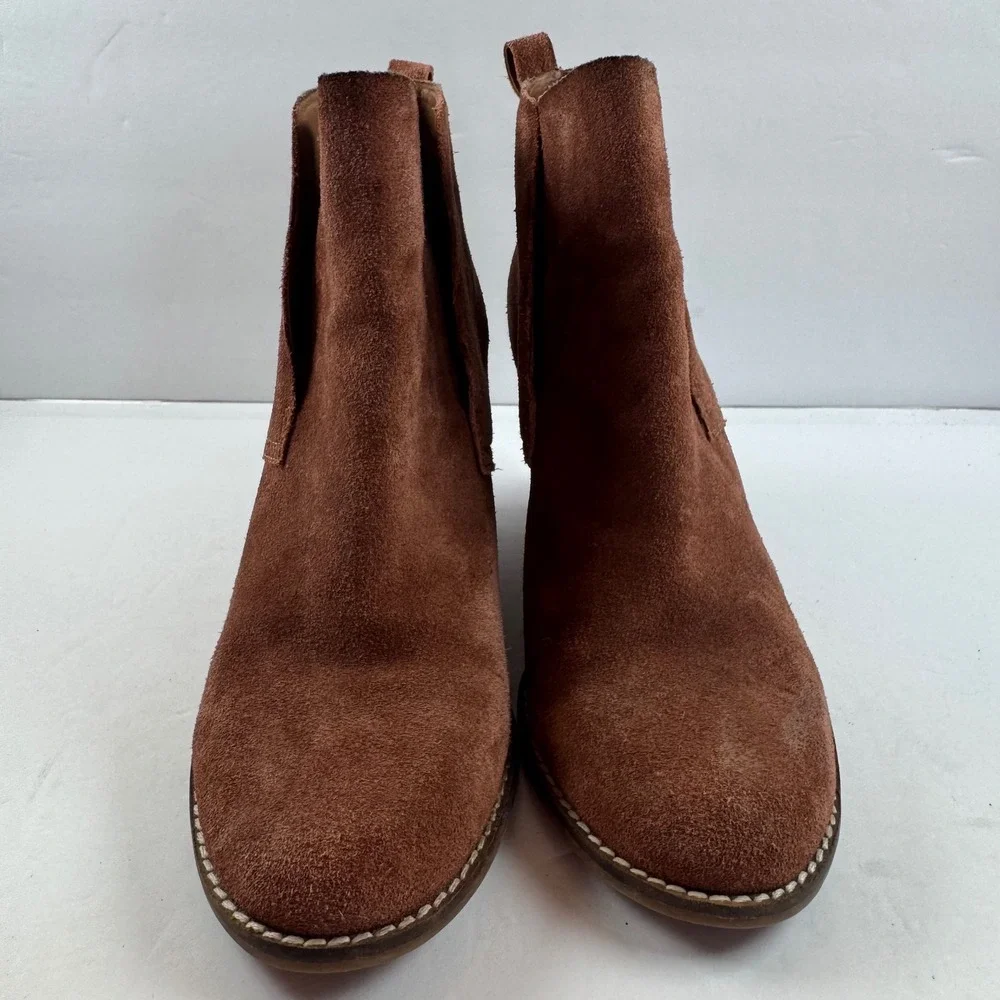 Lucky Brand Yohana Brown Suede Wedge Ankle Booties‎ Womens 8.5 M LK-YOHANA